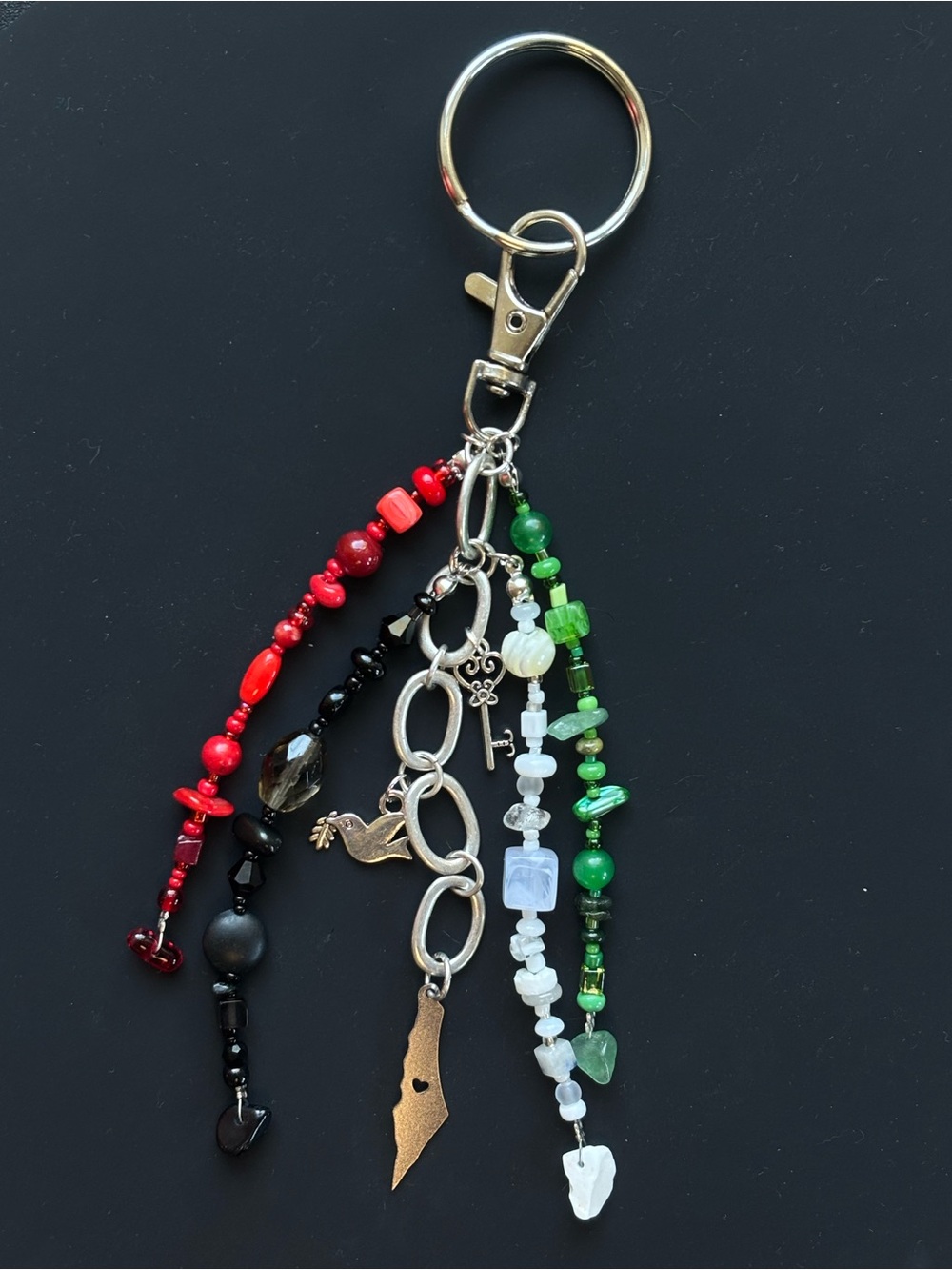 Palestine-Inspired Bag Charm | With Map, Dove & Key Charms